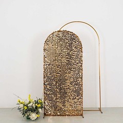6 ft GOLD Big Payette Sequin Fitted Round Top Wedding Arch STAND COVER Party