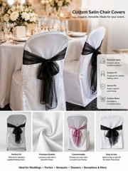 Set Of 10 Custommade Satin SlipCovers For Padded Folding Chairs Pink Black Bows