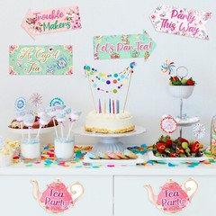 20 Pieces Floral Tea Party Sign Decorations Directional Cardboard Yard Signs …
