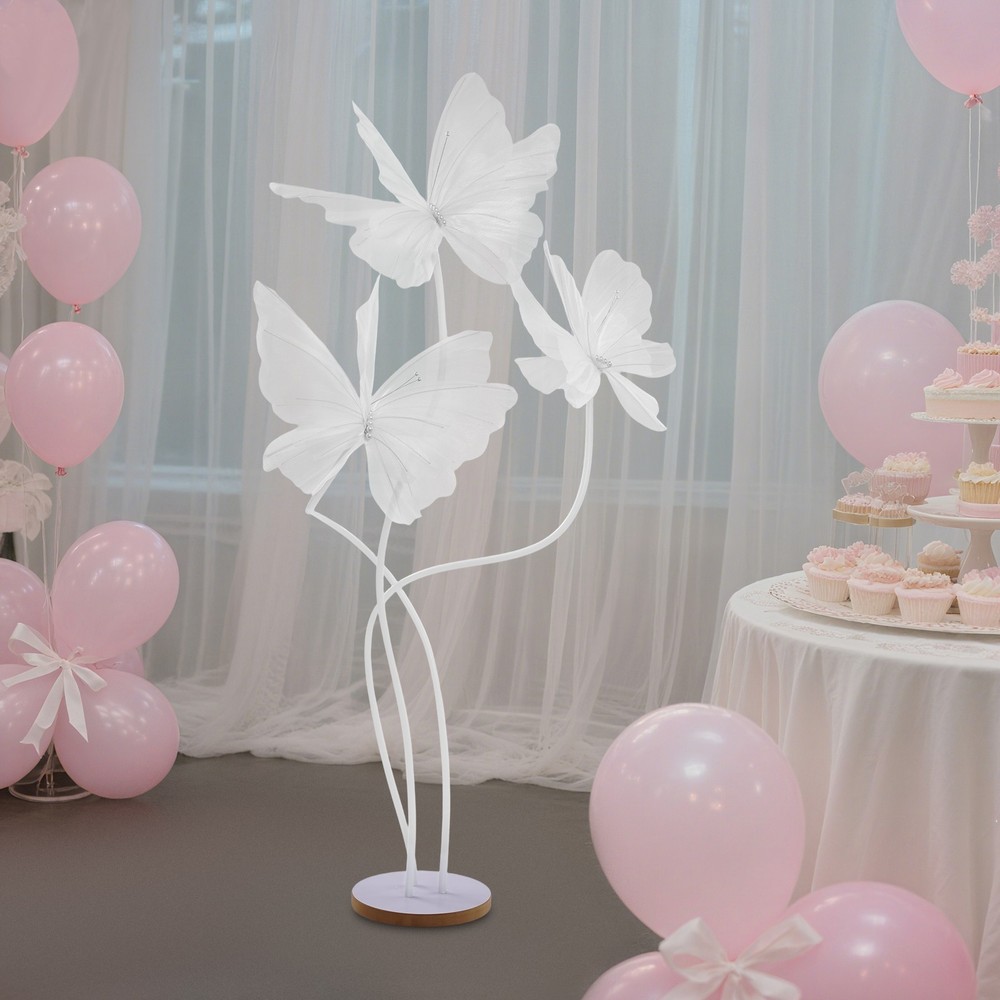 Wedding Artificial Butterfly Decorations Giant 3-head 53.15 inch White with Base