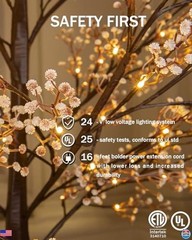 6ft Lighted Baby’s Breath Tree – 184 Dimmable Warm White LEDs, Waterproof, UL