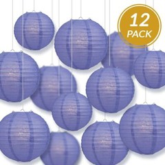 12-PC Astra Blue Paper Lantern Assorted Decoration Combo Set, 12/10/8-Inch