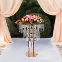 Wedding Gold Crystal Flower Stand, Round Pedestal Stand, Crystal Flower Stand