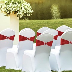 100PCS Spandex Stretch Red Chair Sashes Bows Universal Elastic Chair Cover Bands