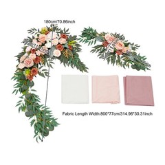 Ceiling Drapes Wedding Arch Draping Fabric Chiffon Decor w/ Artificial Flowers