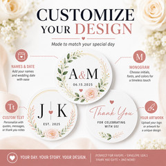 Custom Wedding Stickers Waterproof Vinyl Labels Favors Seals 2-20 Inch