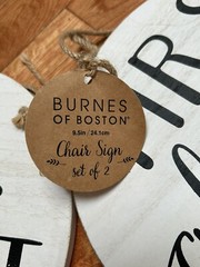 Set of 2 Burnes of Boston Wedding Chair Signs Wall Decor Bride Groom Mr. & Mrs.