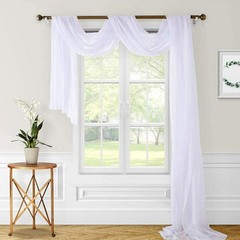 White Sheer Scarf Curtain Wedding Arch Drapes Backdrop 54″×216″ / 4 1/2’x18 Foot