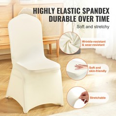 100 PCS Ivory Chair Covers Polyester Spandex Stretch Slipcovers Wedding Party