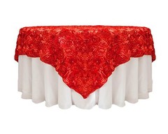 10 Grandiose 3D Large Rose 90″x90″ Rosette Satin Overlays Tablecloth Table Cover
