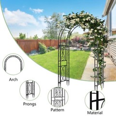 Heavy Duty Iron Garden Arbor Vine Flowers Frame Stand RUST PROOF w/ Floor Prongs