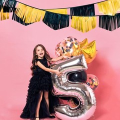 Black and Gold Tassel Banner Double Sided Metallic Fabric Pennant Bunting Fla…