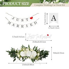 Wedding Car Decoration Kit for Rear Window and Trunk, Just Married Banner with