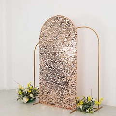 7 ft BLUSH Big Payette Sequin Fitted Round Top Wedding Arch STAND COVER Party
