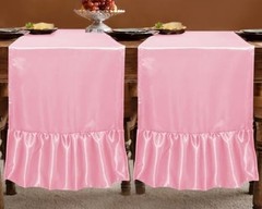 2 Pack Satin Table Runner 12 x 72 Inch Ruffle Table Runner,Satin 12″x72″ Pink