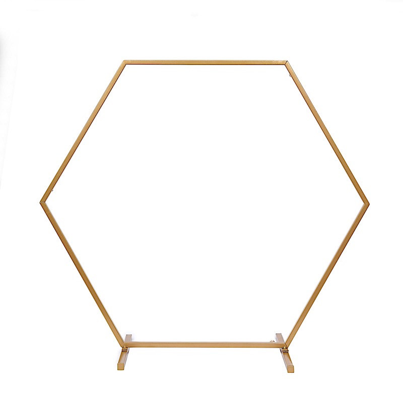 24″ Gold Geometric Metal Flower Frame Hexagon Table Arch Centerpiece Party Event