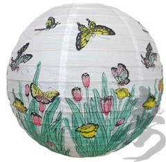 SET of 4 Japanese Chinese 16” Round Paper Lantern Butterfly Home Party Decor