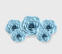 Decor In The Box 5 Piece Handmade Paper Flower Set Fully Assembled -Blue