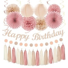 Blush-Pink Champagne Beige Happy-Birthday Party Champagne Blush Pink Beige