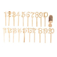 20 Natural 11 in Wood 1-20 TABLE NUMBERS Set on Sticks Round Base Party Events
