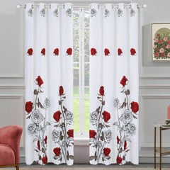 EVENHUG Red Rose Curtains Floral Window Curtain Panels Drapes for Bedroom and…