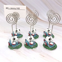 2Pcs Football Shape Place Card Holder With Resin Base Decorative Note Holder