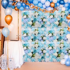 Silk Flowers Wall Panels for Wedding Backdrop 6 Packs Blue Artificial Floral