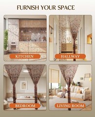 38 Strands Beaded Curtain for Doorways -35.4″x79″- Handmade Natural Beaded