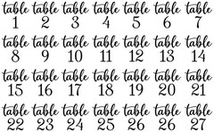 Wedding Table Numbers V4 Vinyl Decals Reception Seating Family Reunion Party