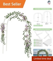 7.8ft Metal Wedding Arch Frame White Garden Trellis for Climbing Plants Outdoor