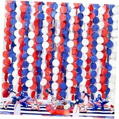 192Ft Royal Blue Red White Party Decorations Big Circle Dots Red Blue White