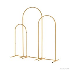 Wedding Arch Set 3 Piece Iron Frame Gold Arched Trellis 72 Inch Garden Outdoor