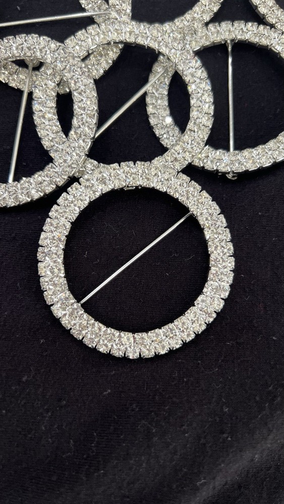 Lot Of 10 2″ CIRCLE Rhinestone BROOCHES PIN Chair Sashes Wedding WHOLESALE