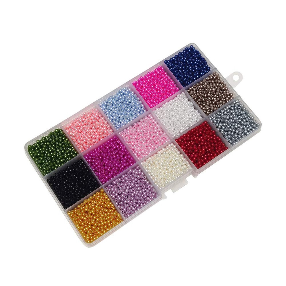 Chenkou Craft Assorted 15 Colors 3000pcs 3mm(1/8″) Immitation Pearl Bead Thro…