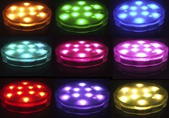 MULTICOLOR (10) LED SUBMERSIBLE PARTY LIGHT BASE WITH REMOTE CONTROL -BULK PRICE