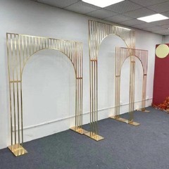 Arched Shiny Gold Tubed Wedding Backdrop Stands