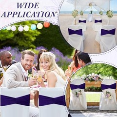100 Pcs Spandex Chair Sashes Bows Bands Slider Sashes for Chair Deep Purple