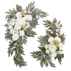 Wedding Arch Faux Flowers Set of 2 Wedding Welcome Sign for Wedding Decor Cer…