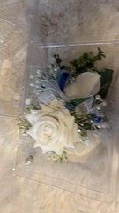 Blue New boutonnière Prom Flower Homemade Diamonds Real Like White Roses