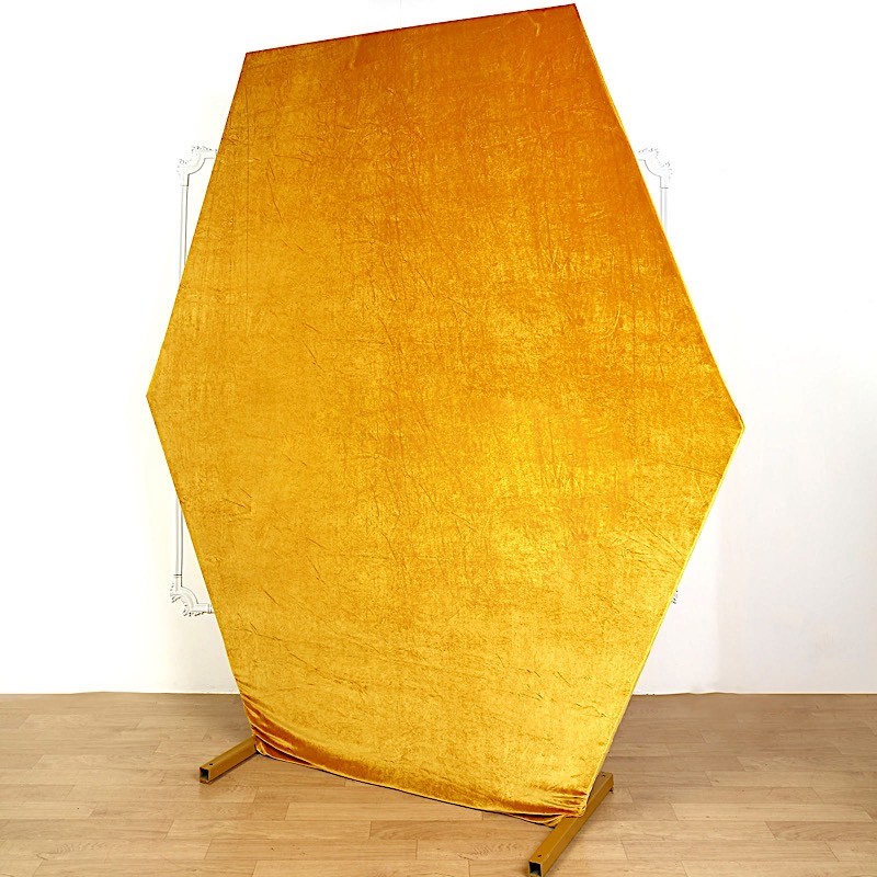 8 feet GOLD Fitted Velvet Hexagon Backdrop STAND COVER Party Decorations