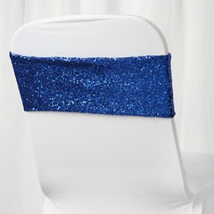 10 Royal Blue Spandex Sequined CHAIR SASHES Ties Wraps Wedding Party Decorations