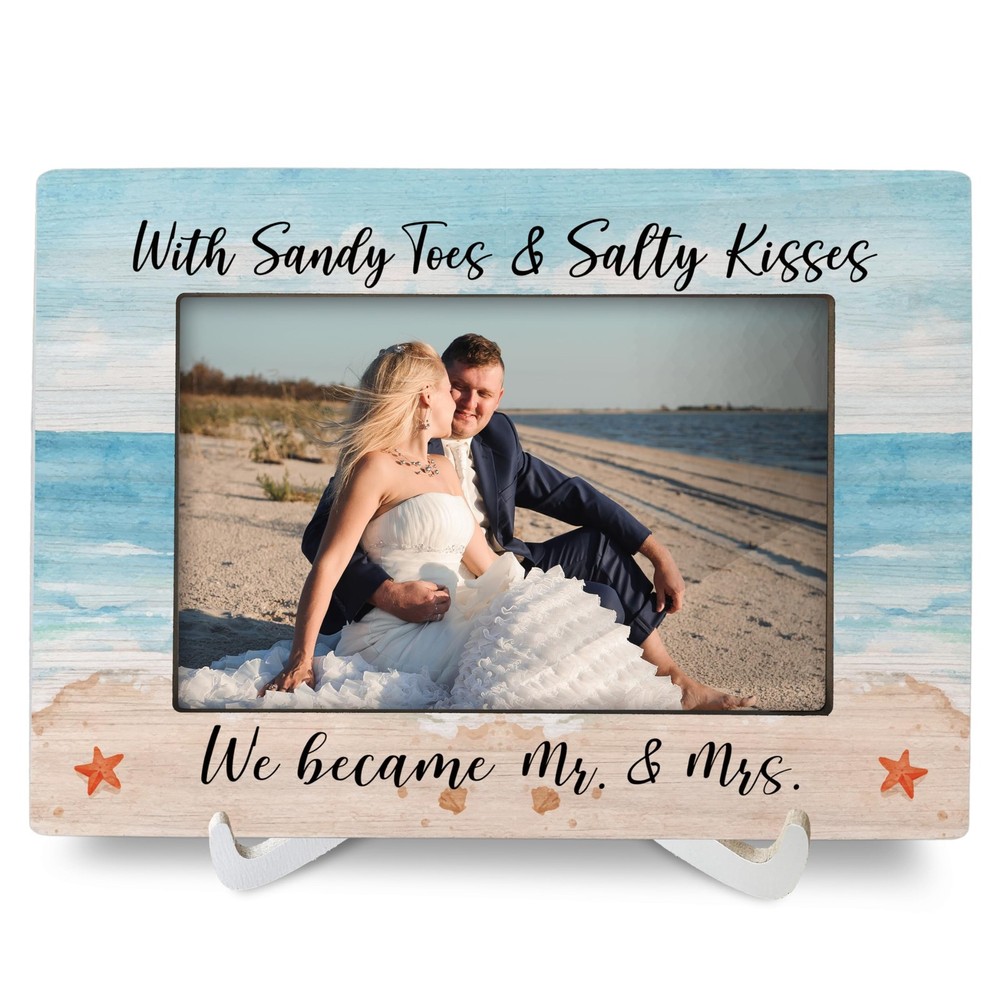 Mr and Mrs Wedding Gifts 8×6 Picture Frame, Beach Engagement Wedding Gifts fo…