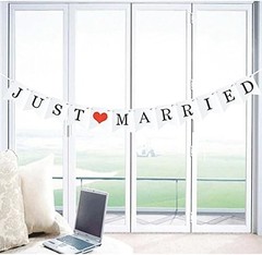 JUST Married Wedding Banner Set, Wedding Decorations for Reception, Bridal Showe