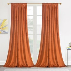 Roslynwood Luxury Soft Russet Orange Velvet Curtains 84 inches Long Back Tab …
