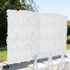 6 Pieces Artificial Flower Wall Panel, White Flower Backdrop Wall Decor
