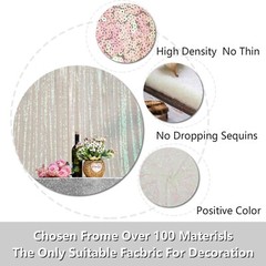 Iridescent White Sequin Backdrop Curtain 10FTx10FT Glitter Sequence Drapes fo…