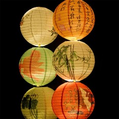 12in Flower Printed Paper Lantern Chinese Japanese Style for Wedding Party Decor