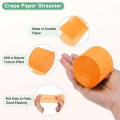 6-Rolls 492ft Crepe Paper Streamer for DIY [Orange-1.8 Inch x 82 Ft/Roll]