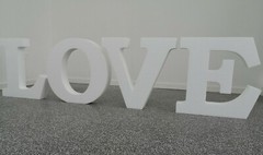 Lettering LOVE Letters Styrofoam Proposal Wedding Table Decoration Ideas