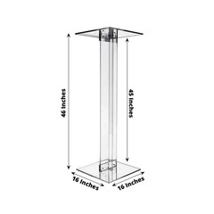 46″ Clear Acrylic Flower Display Stand Square Top and Base Party Decorations